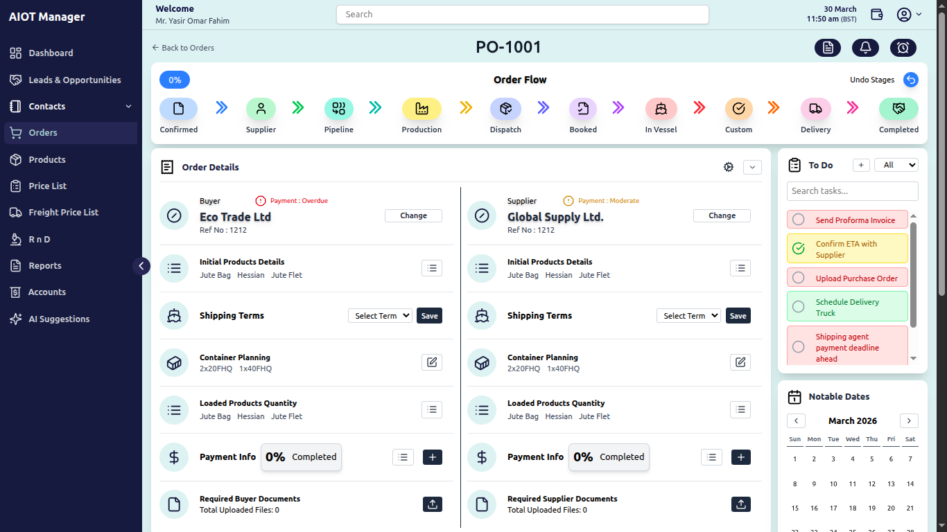 Order Page Interface